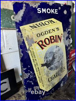 Original Vintage Enamel Robin Cigarettes Sign Original Vintage Enamel Robin Cigarettes Sign