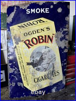 Original Vintage Enamel Robin Cigarettes Sign Original Vintage Enamel Robin Cigarettes Sign