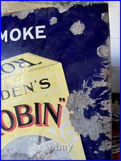 Original Vintage Enamel Robin Cigarettes Sign Original Vintage Enamel Robin Cigarettes Sign