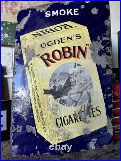 Original Vintage Enamel Robin Cigarettes Sign Original Vintage Enamel Robin Cigarettes Sign