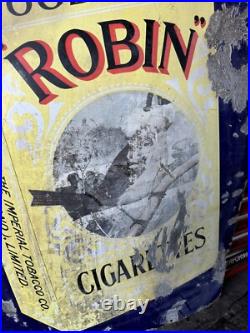 Original Vintage Enamel Robin Cigarettes Sign Original Vintage Enamel Robin Cigarettes Sign