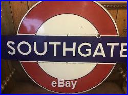 Original Vintage Enamel SOUTHGATE London Underground Sign