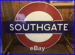 Original Vintage Enamel SOUTHGATE London Underground Sign