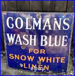 Original Vintage Enamel Sign 38 x 36 approx. Colman's Wash Blue
