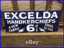 Original Vintage Enamel Sign Haberdashery Interest Pictorial- Good Cond 8 X 20