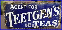 Original Vintage Enamel Sign Teetgens Tea Double Sided