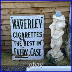 Original Vintage Enamel Sign Waverley cigarettes. 24 X 36 inches Rare Sign