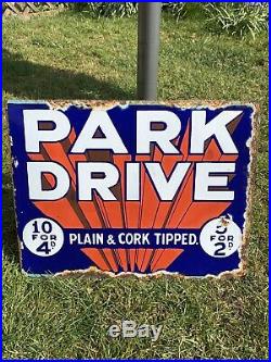 Original Vintage Enamel Sign for Park Drive Double Sided 1930s Early One