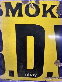 Original Vintage Enamel Smoke BDV Advertising Sign