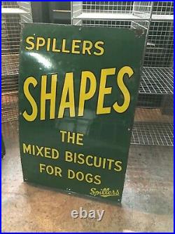 Original Vintage Enamel Spillers Shapes Dog Biscuits Advertising Sign