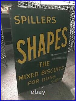 Original Vintage Enamel Spillers Shapes Dog Biscuits Advertising Sign