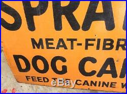Original Vintage Enamel Spratts Dog Cakes Puppy Food Pets Advertising Sign