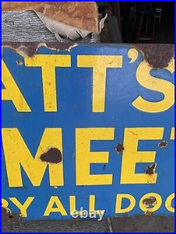 Original Vintage Enamel Spratts Dog food Advertising Sign