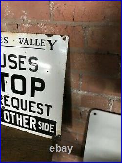 Original Vintage Enamel Thames Valley Bus Stop Sign