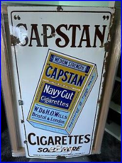 Original Vintage Enamel Tobacco Sign Capstan Navy Cut Cigarettes Wd & Ho Wills