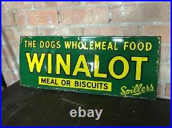 Original Vintage Enamel Winalot Spillers Dog Biscuits Advertising Sign