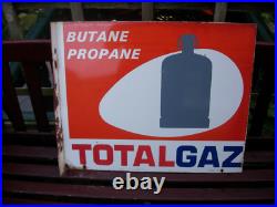 Original Vintage French Enamel Double Sided Totalgaz Sign