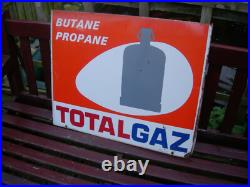 Original Vintage French Enamel Double Sided Totalgaz Sign