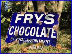 Original Vintage Frys Chocolate Enamel Tin Sign By Royal Appointment
