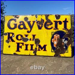 Original Vintage Gayvert Roll Film Enamel Sign 20x12 Original Vintage Gayvert Roll Film Enamel Sign 20x12