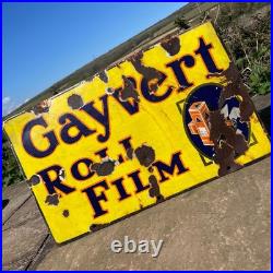 Original Vintage Gayvert Roll Film Enamel Sign 20x12 Original Vintage Gayvert Roll Film Enamel Sign 20x12