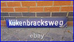 Original Vintage German 1960s Enamel Street Sign Chicken Crumbs Way 100 x 17 cm