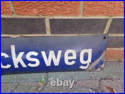 Original Vintage German 1960s Enamel Street Sign Chicken Crumbs Way 100 x 17 cm