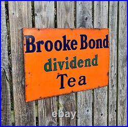 Original Vintage Heavy Brooke Bond Tea Enamel Advertising Sign 30 X 20 5kg