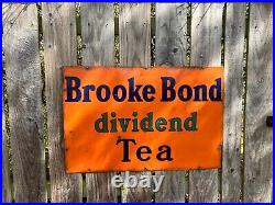 Original Vintage Heavy Brooke Bond Tea Enamel Advertising Sign 30 X 20 5kg