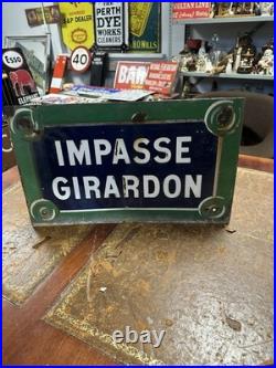 Original Vintage Impasse Girardon Enamel Paris Street Sign 50x30cm
