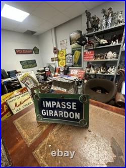 Original Vintage Impasse Girardon Enamel Paris Street Sign 50x30cm