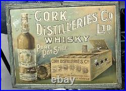 Original Vintage Irish Whiskey Tin Litho Advertising Sign Not Enamel