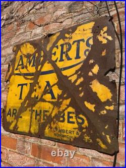 Original Vintage Lamberts Tea Enamel Sign Original Vintage Lamberts Tea Enamel Sign