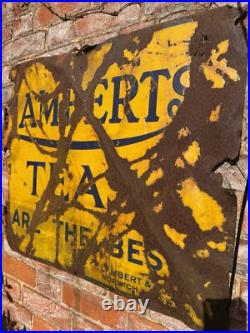 Original Vintage Lamberts Tea Enamel Sign Original Vintage Lamberts Tea Enamel Sign