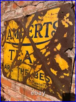 Original Vintage Lamberts Tea Enamel Sign Original Vintage Lamberts Tea Enamel Sign