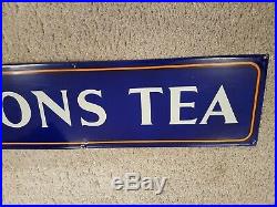 Original Vintage Lyons Tea Thick Metal Enamel Advertising Sign Amazing Condition