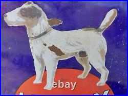 Original Vintage MELOX Dog Food Enamel Sign Advertising 18 x 26 Pictorial