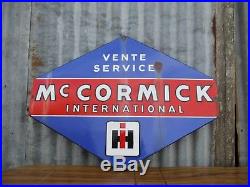 Original Vintage McCormick International Tractor Dealer/Shop Large Enamel Sign