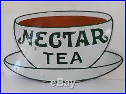 Original Vintage Nectar Tea Enamel Sign. With Hanging Instructions