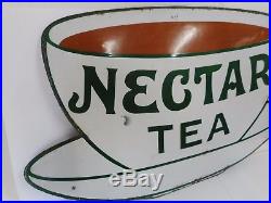Original Vintage Nectar Tea Enamel Sign. With Hanging Instructions
