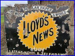 Original Vintage Original Lloyds News Enamel Advertising Sign