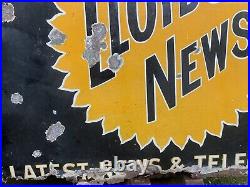 Original Vintage Original Lloyds News Enamel Advertising Sign