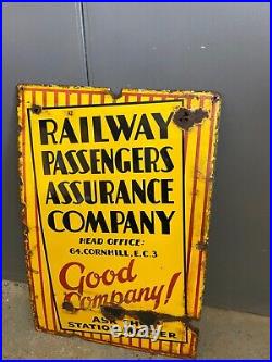 Original Vintage Railway Station Master Advertising Enamel Sign