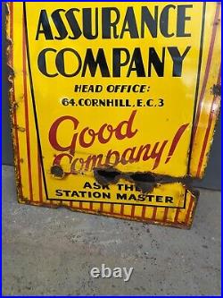 Original Vintage Railway Station Master Advertising Enamel Sign