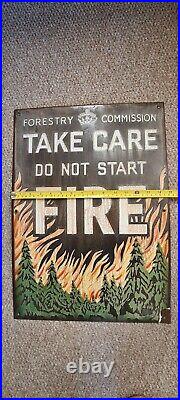 Original Vintage Rare Enamel Sign Forestry Commission Do Not Start Fires