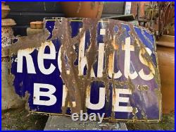 Original Vintage Reckitts Blue Enamel Sign