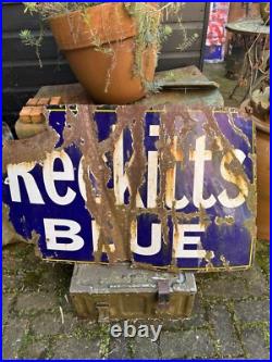 Original Vintage Reckitts Blue Enamel Sign
