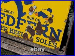 Original Vintage Redfern Rubber Heels & Soles Enamel Advertising Sign Antique Original Vintage Redfern Rubber Heels & Soles Enamel Advertising Sign Antique