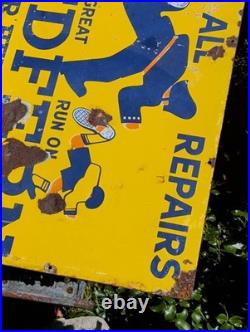 Original Vintage Redfern Rubber Heels & Soles Enamel Advertising Sign Antique