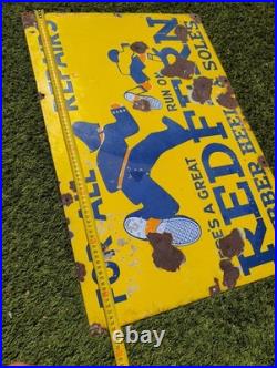 Original Vintage Redfern Rubber Heels & Soles Enamel Advertising Sign Antique